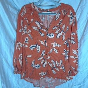 Sonoma Orange Floral‎ Blouse